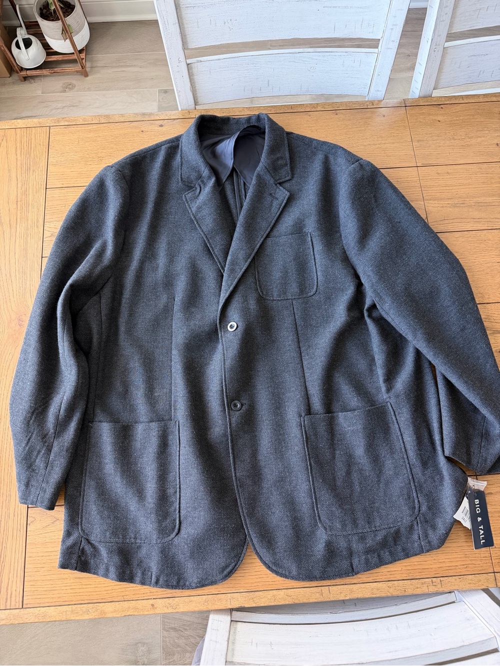 NWT Chaps Big & Tall Men's Dark Gray herringbone Blazer / Sports Coat
